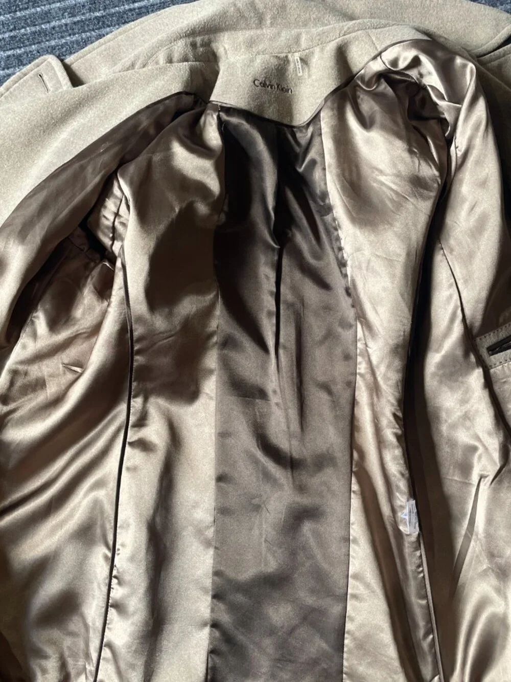 Calvin Klein Taupe/Brown Pea Coat, Size 16 Double Breasted - Picture 13 of 16